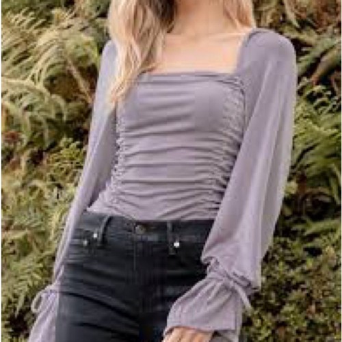 Free People Ruched Bodysuit in Silver Mauve EUC SIZE XS - Picture 3 of 3