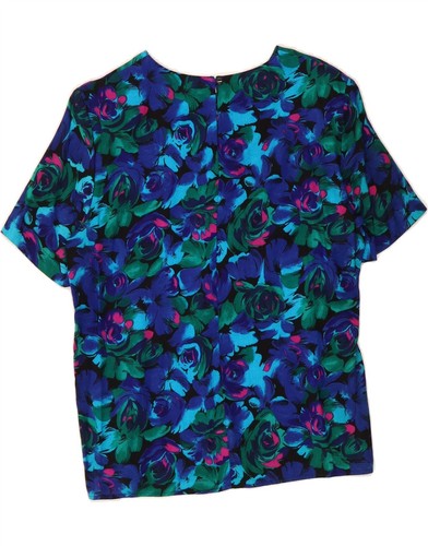 NORTON MCNAUGHTON Womens Petite Blouse Top US 6 Medium Blue Floral BD09 - Picture 2 of 3