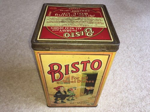 CWW1-20s BISTO FOR ALL MEAT DISHES “AH! BISTO” WILL OWEN LARGE GRAVY POWDER TIN