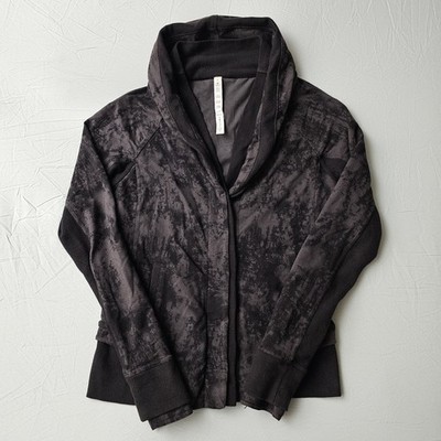 Lululemon To Class Jacket Button Sweater Womens Size 8 Sea Bed Black Gray Dye