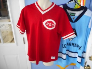 Game Used/Worn Cincinnati Reds pre game RED mesh XL jersey McGaffigan
