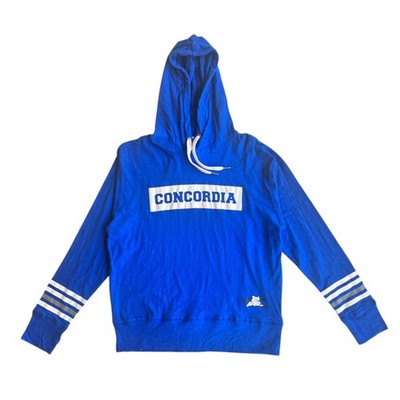 NCAA CUNE Concordia Bulldogs Women's Long Sleeve Hooded Shirt in Blue, Medium