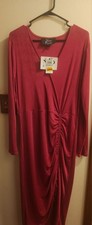 Nina Parker Dark Pink Ruched Dress Stretchy Women's Plus Size 1X NWT $99