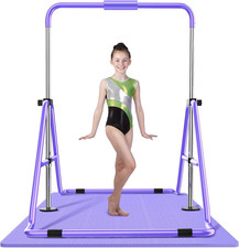 Gymnastics Bar with Mat, Foldable Gymnastics Horizontal Bar Height Adjustable, G