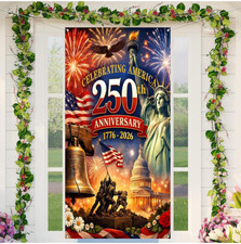American 250th Anniversary Door Cover Banner 4th of July Patriotic Decor