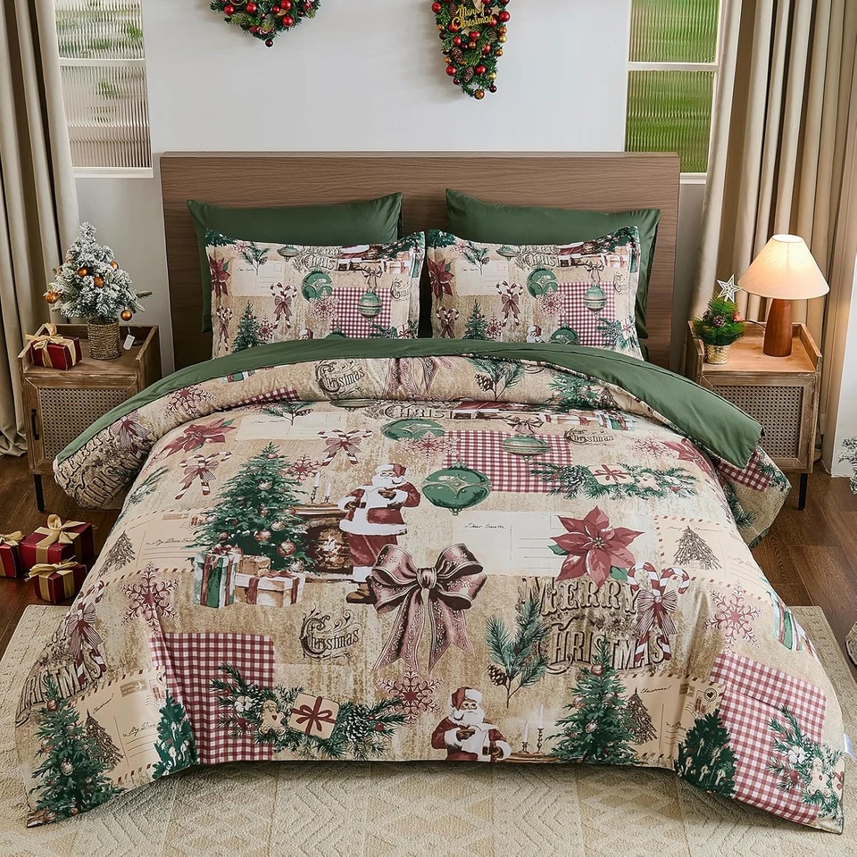 Juego de Funda Nórdica Navidad King, Juego de Cama Navidad 3 Piezas con 2 Fundas de Almohada Foto 2 de 4