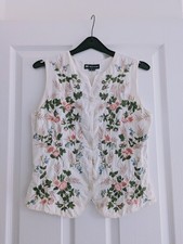 Vintage Monsoon cream pink floral embroidered waistcoat size 6, 8 (labelled 10)