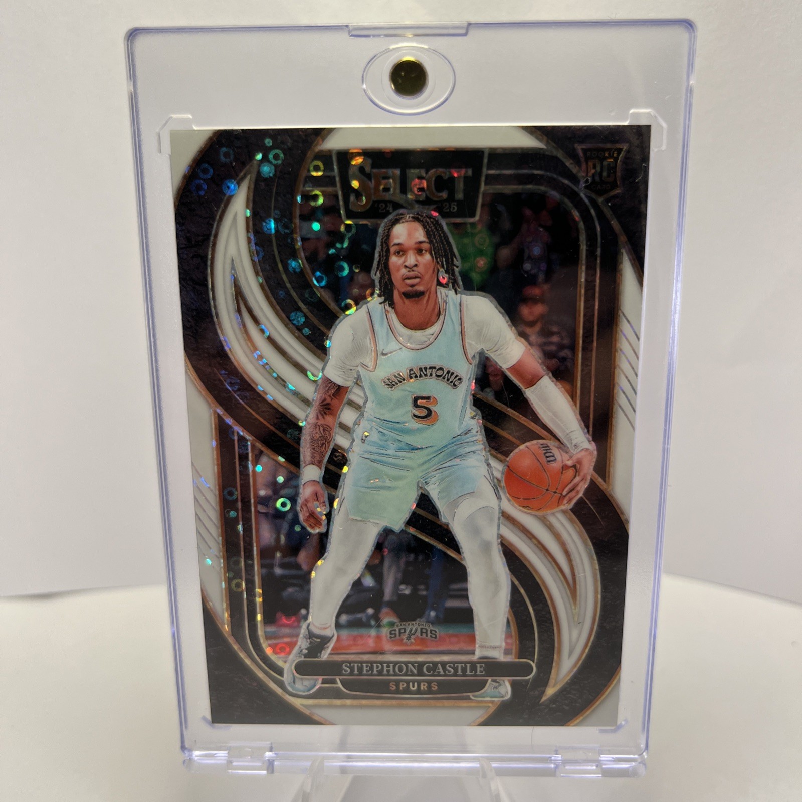 2024-25 Panini Select Premier Level Stephon Castle 175 White Disco Prizm RC /75