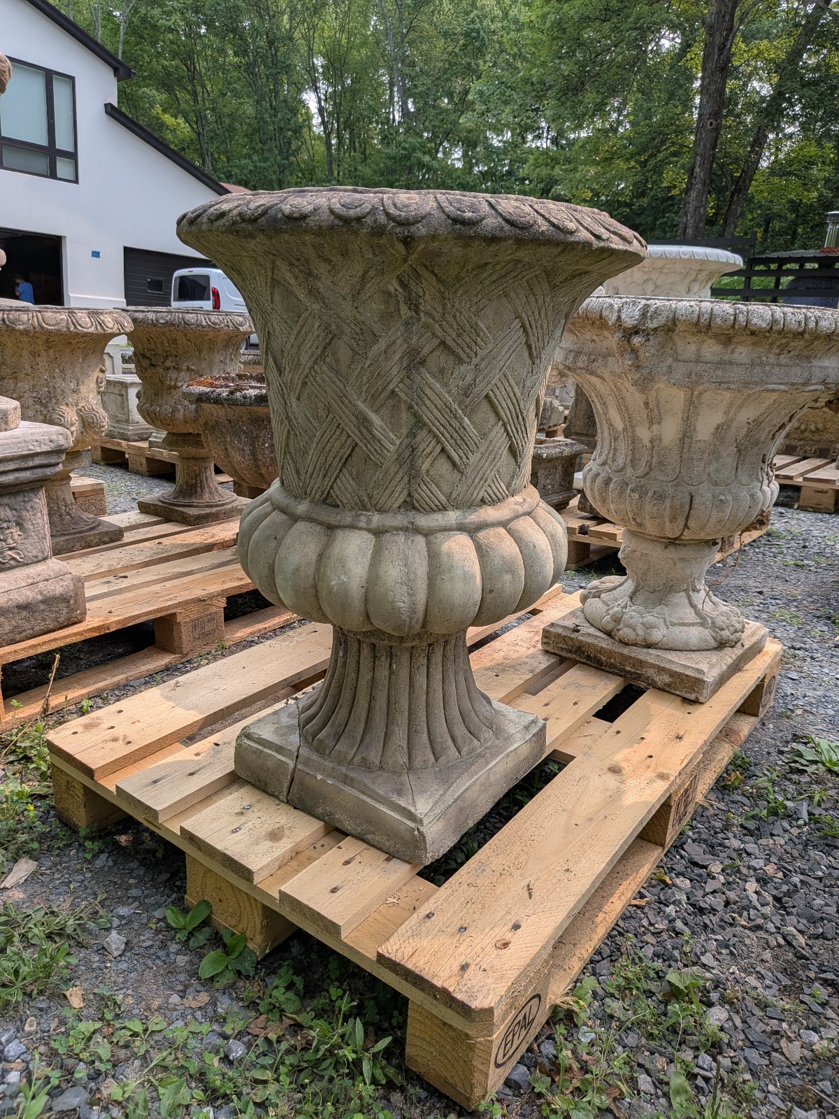 British Cast Stone Planter / Jardiniere with Plinth