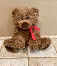 Aurora 10.5" Cocoa Bear Soft Plush/Stuffed Animal with Red Bow 2018