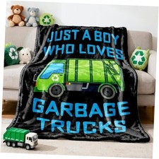 Boy Who Loves Garbage Truck 50"x40" Small for Kids Boy Who Loves Garbage Trucks