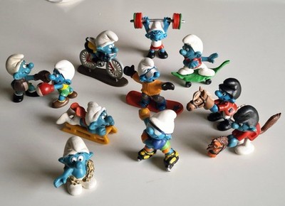 10 Schlumpf Schleich Sport Rennrad Rodler Snowboard Skateboard Inliner Reiter