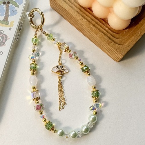 Chinese Style Mobile Phone Lanyard Strap Hand-beaded Car Keychain Ornament - Photo 5 sur 9