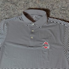 Rhoback Mens Performance Polo Ohio State Buckeyes Black White Striped Size M
