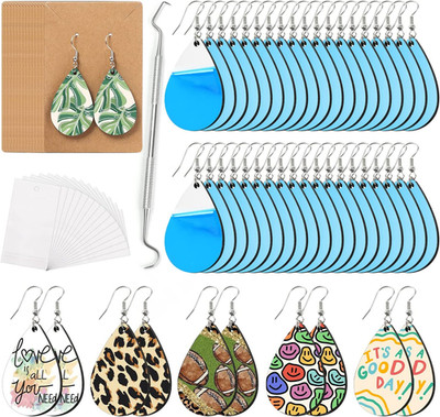 Sublimation Wood Earring Blanks Bulk - 50 Pcs with Blue Protective Film - Unfini