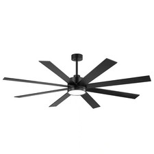 Archer 72" LED Indoor Matte Black Windmill Ceiling Fan w/Light and Remote