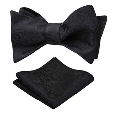 Alizeal Mens 2pcs Paisley Jacquard Tuxedo Self Bow Tie One Size, 040-black