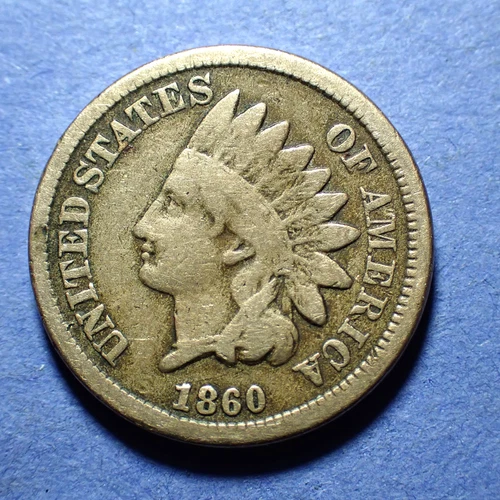 1860 Rounded Bust  Copper Nickel Indian Cent  VG