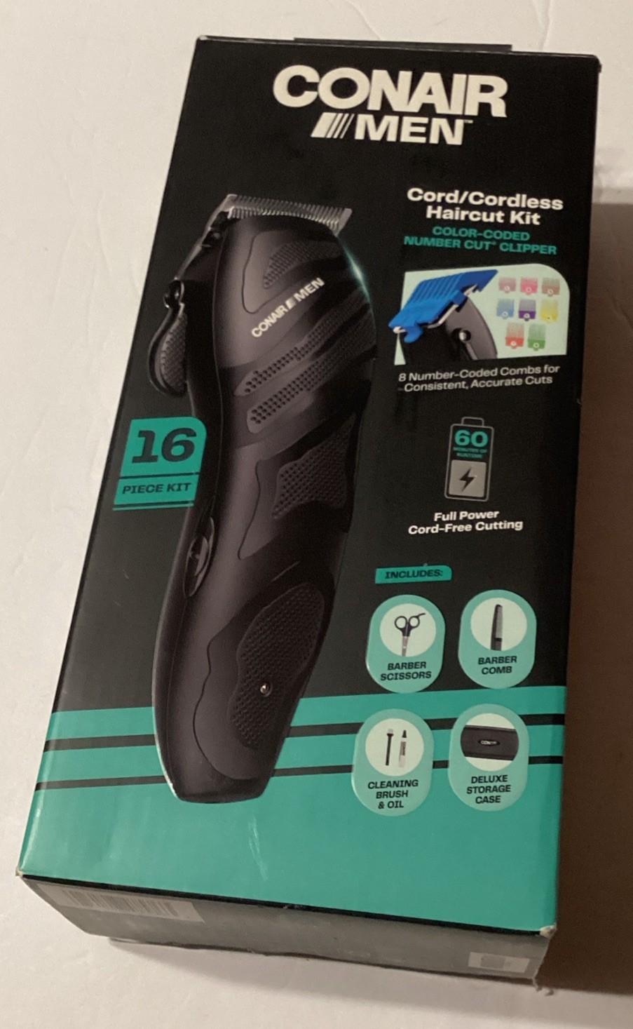 Conair Haircut Kit, Men's Cord/Cordless Color Coded Clippers Case Scissors Comb