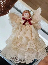 Vintage 6.5”  Angel Cream Color Lace Dress