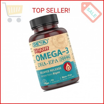 Vegan Omega-3 DHA-EPA Supplement - Micro Algae, Delayed Release, 90 Capsules