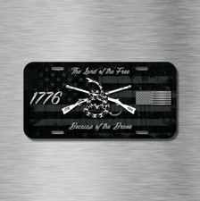 LAND OF FREE & BRAVE 1776 BANDERA DE EE. UU. Placa de matrícula de vehículo patriota etiqueta de auto