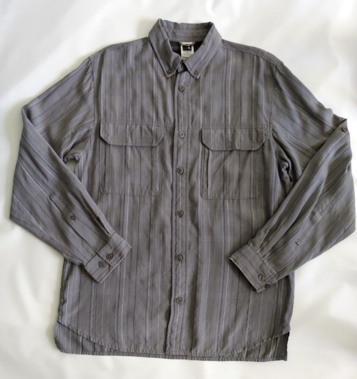 North Face SV Vent Long Sleeve Hiking Shirt Gray Plaid Wick