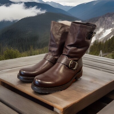 Frye Harness Pull-on Melissa Buckle Coffee Brown Riding Women s Boots Size 7.5