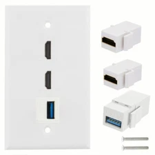 4K 2 HDMI USB3.0 Wall Plate Face Panel Coupler Outlet Extender Socket 70mm*115mm