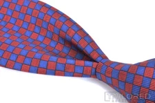 CHARLES TYRWHITT Red Blue Box Check 100% Silk Mens Luxury Tie - 3.50"