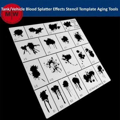 1/35 Tank/Vehicle Blood Splatter Effects Stencil Template Aging Model Hobby Tool