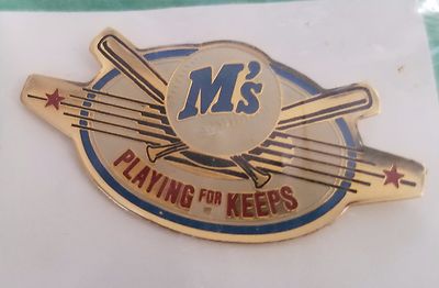 Seattle Mariners Playing For Keeps 1987 1988 Vintage Lapel Pin Button Pinback
