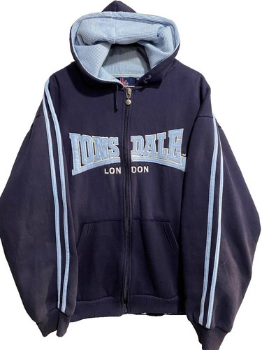 Mens Lonsdale Long Sleeves Fleece Hoodie SMALL S NAVY BLUE HOODY