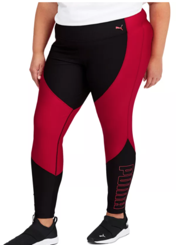 PUMA Tights Womens Plus 1X dryCELL 7/8 Ankle Training High Waist Red Black - Picture 1 of 5