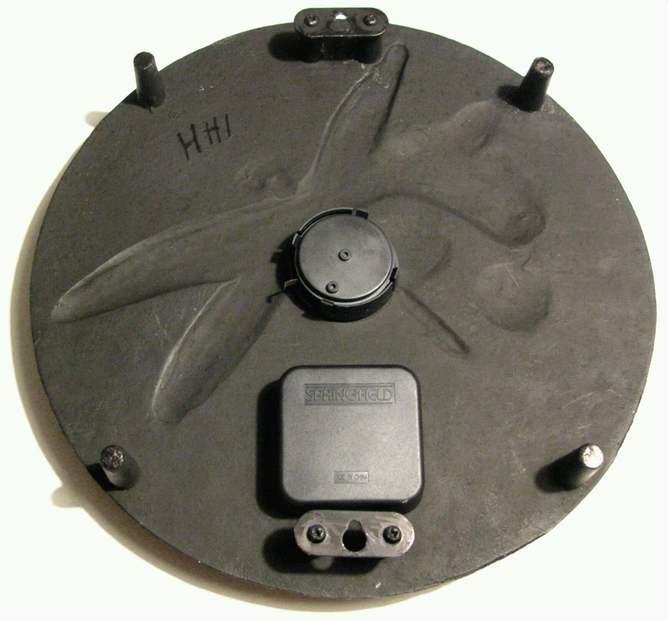 MEGA RARE - 12" ROUND SPRINGFIELD DRAGONFLY METAL THERMOMETER CLOCK  - Image 2 of 4