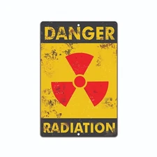 Danger Radiation Metal Tin Sign, Warning Sign, Radiation Area 51 Warning Sign