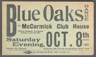 1921 DANCE NOTICE - Blue Oaks Dance at McCormick Club House Chicago BILLIARDS — photo 1