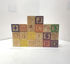 20 Wooden ABC Blocks Childrens Building Blocks Toys 