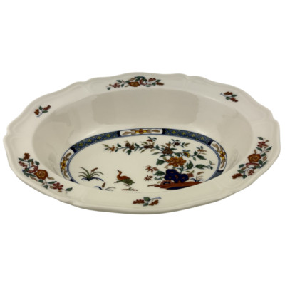 Wedgwood Chinese Teal Oval Vegetable Serving Bowl VTG 9 7/8'' Rust Floral England