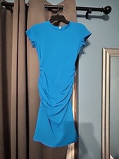 Missufe Ruched Bodycon Dress-S, blue Soft & stretchy!