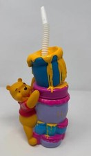 Vintage Winnie the Pooh Sculpted Tumbler Honey Pot Bottle Beverage Cup w/ Straw