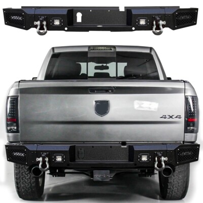 Vijay For 2008-2019 Dodge Ram 1500 Black Rear Bumper with 4xLED