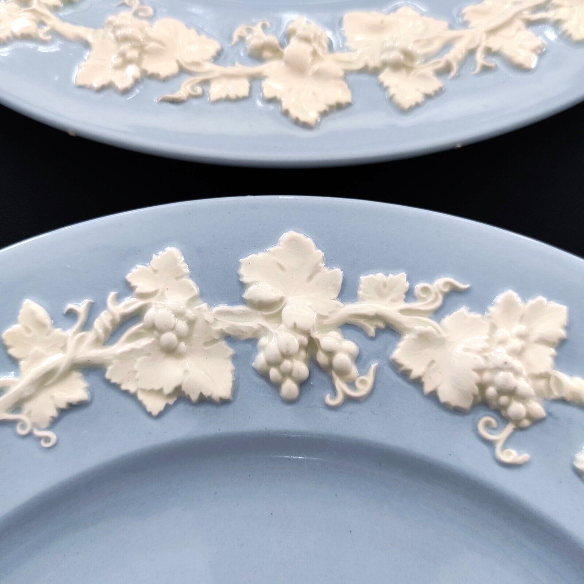 Wedgwood Embossed Queens Ware 2 x Dinner Plates Lavender Blue