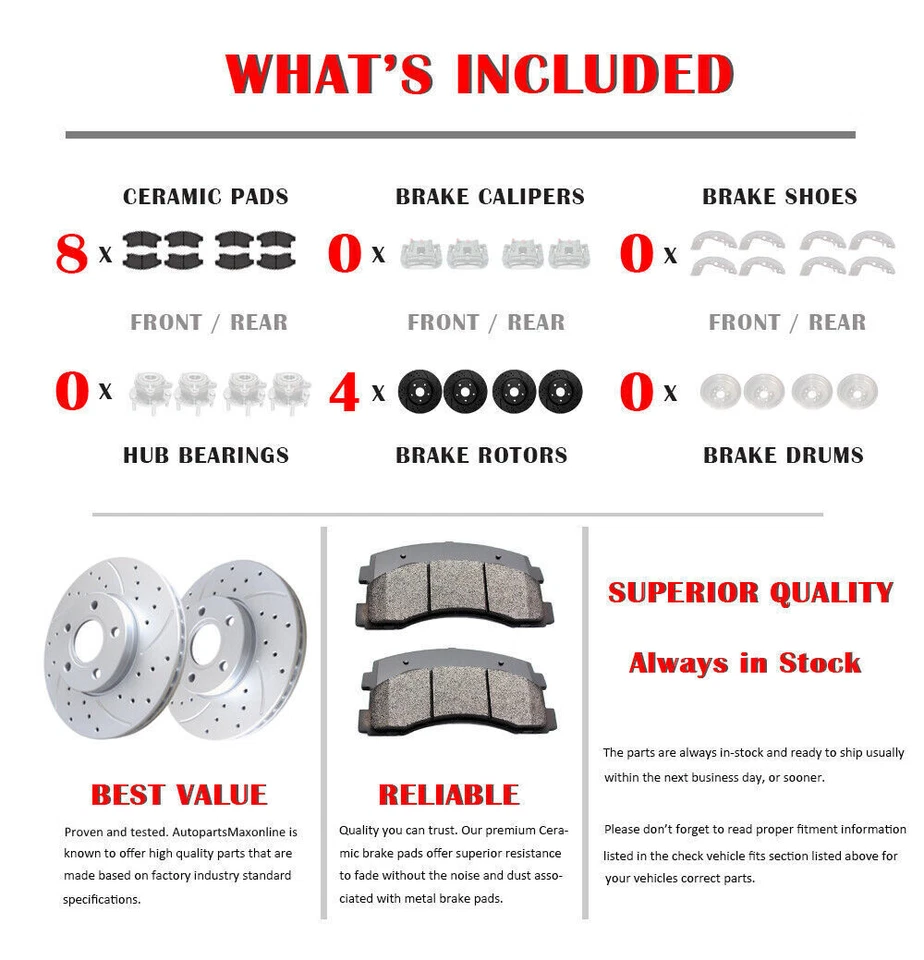 320mm Front Rear Drilled Rotors + Brake Pads for Challenger Charger Chrysler 300 - Imagem 4 de 4