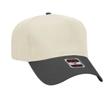 Blank Baseball Hat 5 Panel Mid Profile Black Natural Otto Cap Snapback 🧢 NEW