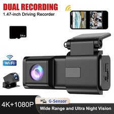 Dashcam Auto Vorne Hinten 4K+1080P WiFi Dash Cam Autokamera mit 64G SD Karte
