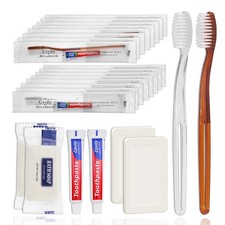 100 Pack Disposable Toothbrushes with Toothpaste and Soap Individually Wrappe...