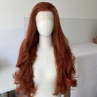 Frontal Lace Wig Copper Red Heat Resistant Synthetic Hair Layered Long Wavy — photo 2