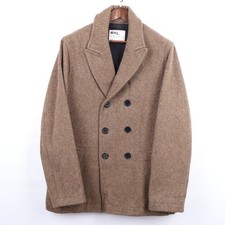 Margaret Howell Double-Breasted Wool Pea Coat Size XL US L Brown MHL. Made in UK