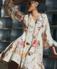 Zimmermann Halcyon Panelled Mini Dress Size 2 AU 12 / US 8 Spliced Floral